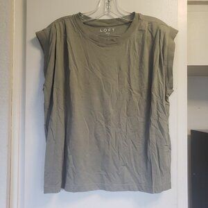 Loft Military Green Sleeveless Top Size LP